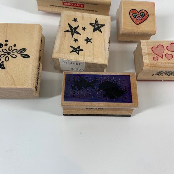 Vintage Collection of Ink Stamps hearts stars Christmas - Picture 2 of 7